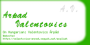 arpad valentovics business card