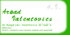 arpad valentovics business card